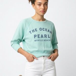 J. Crew Mint Green "The Ocean Pearl" Cropped Sweatshirt